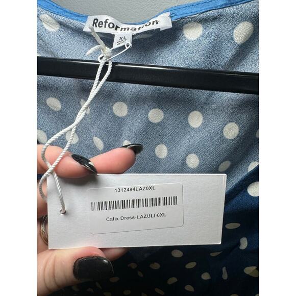 Reformation NWT Calix Dress Polka Dots Sleeveless Mini Blue White Size XL - Picture 9 of 12